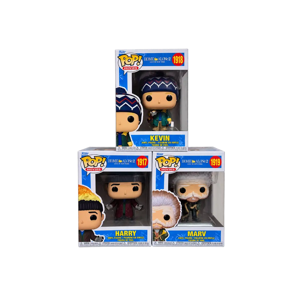 Funko Pop! Movies Home Alone 2 Lost in New York - Harry 1917 Kevin 1918 Marv 1919 - Set Completo